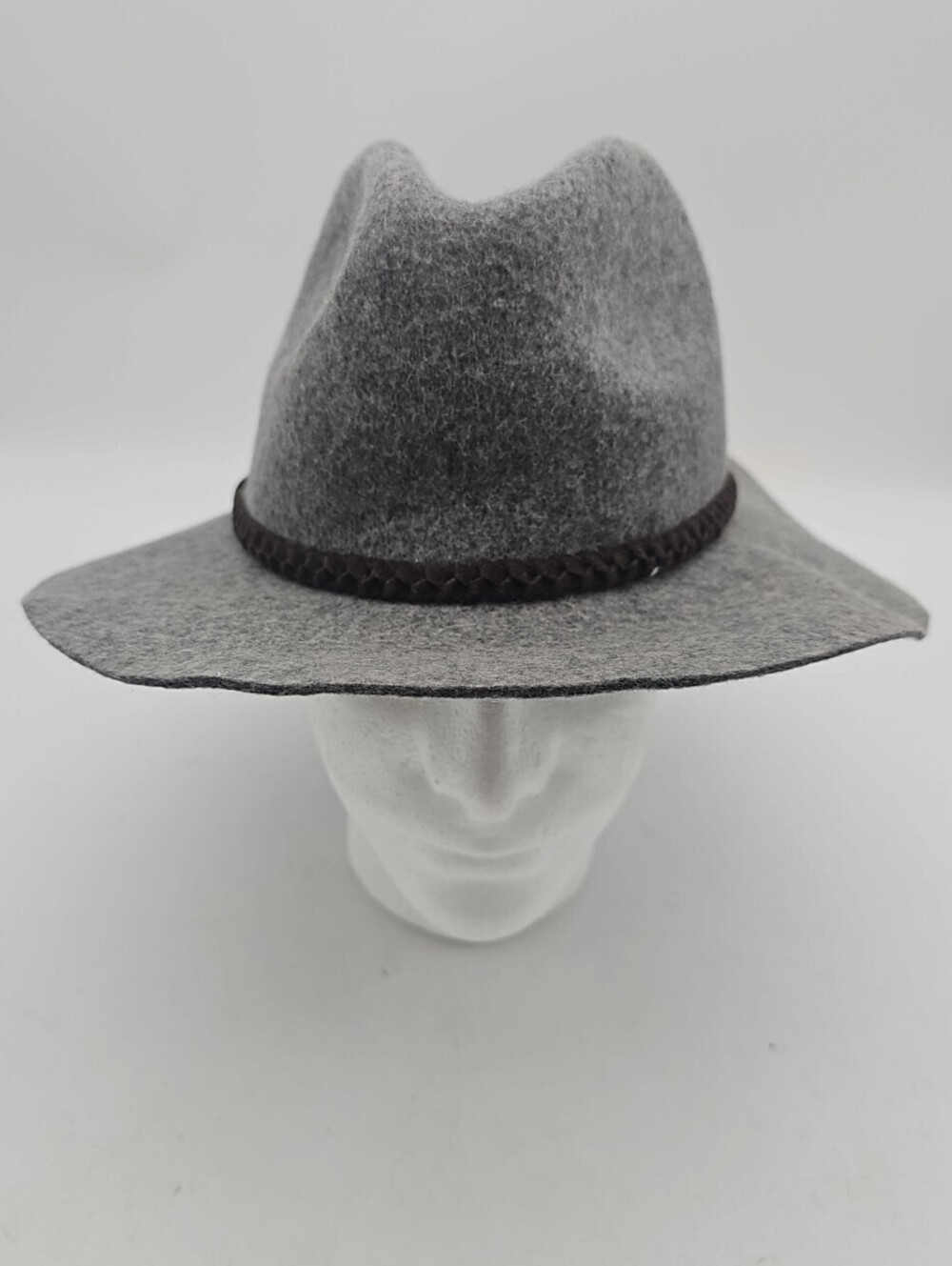 Billabong Daydream Wool Felt Fedora Hat Heather Grey Braided Leather Band